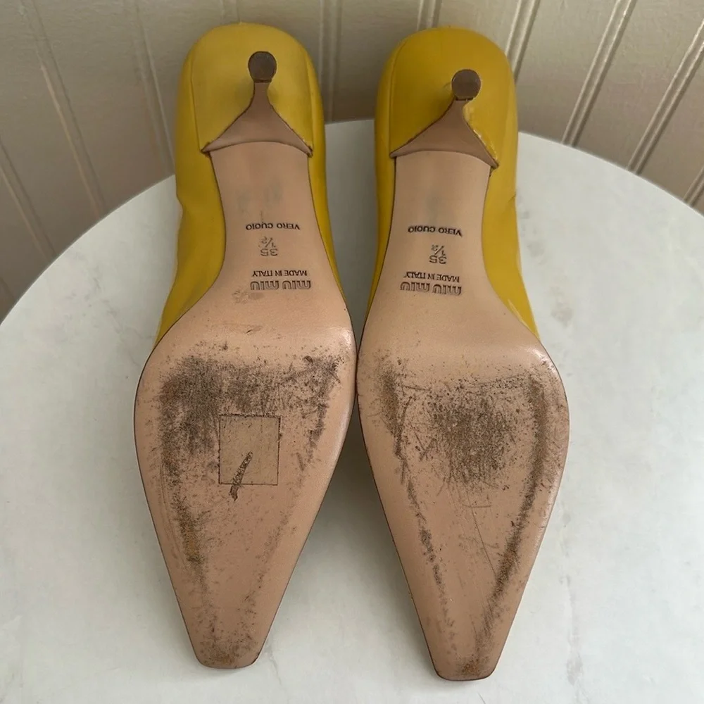 Miu Miu Patent Leather Heels Yellow